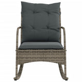 Garden Rocking Chair with Cushions Grey Poly Rattan