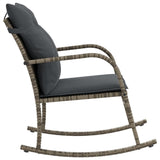 Garden Rocking Chair with Cushions Grey Poly Rattan - 45-Degree Angle