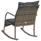 Garden Rocking Chair with Cushions Grey Poly Rattan - Rear View