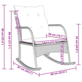 Garden Rocking Chair with Cushions Grey Poly Rattan - Low Angle