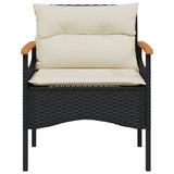 4 Piece Garden Sofa Set with Cushions Black Poly Rattan - Rear View