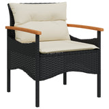 4 Piece Garden Sofa Set with Cushions Black Poly Rattan - Close-Up Angle