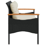 Garden Bench with Cushions 116x62.5x74 cm Black Poly Rattan - 45-Degree Angle