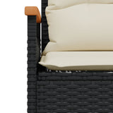 Garden Bench with Cushions 116x62.5x74 cm Black Poly Rattan - Close-Up Angle