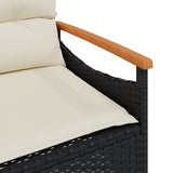 Garden Bench with Cushions 116x62.5x74 cm Black Poly Rattan