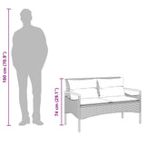 Garden Bench with Cushions 116x62.5x74 cm Black Poly Rattan - Extra Image
