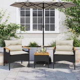 3 Piece Garden Sofa Set with Cushions Black Poly Rattan - Side View