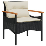 3 Piece Garden Sofa Set with Cushions Black Poly Rattan - Rear View