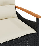 3 Piece Garden Sofa Set with Cushions Black Poly Rattan - Extra Image