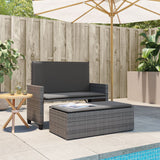 Garden Bench with Cushions and Footstool Grey Poly Rattan - Side View