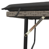 Garden Bench with Cushions and Footstool Grey Poly Rattan - Extra Image