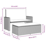 Garden Bench with Cushions and Footstool Grey Poly Rattan - Extra Image