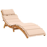 Sun Loungers with Cushions 2 pcs Beige Solid Wood Acacia - 45-Degree Angle