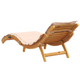 Sun Loungers with Cushions 2 pcs Beige Solid Wood Acacia - Close-Up Angle