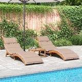 Sun Loungers with Cushions 2 pcs Taupe Solid Wood Acacia - Side View