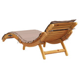 Sun Loungers with Cushions 2 pcs Taupe Solid Wood Acacia - Close-Up Angle