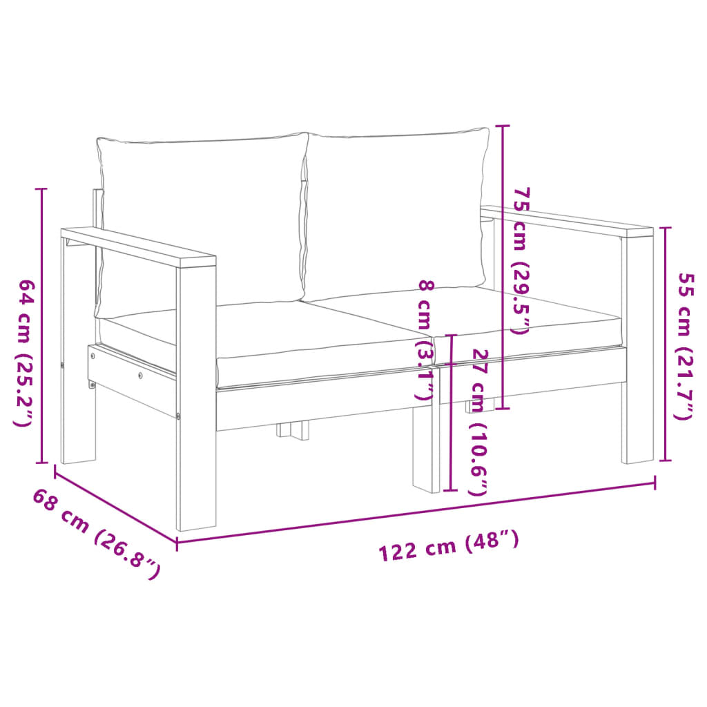 4 Piece Garden Sofa Set with Cushions Solid Wood Acacia
