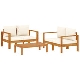 3 Piece Garden Sofa Set with Cushions Solid Wood Acacia - Front View