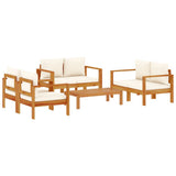 5 Piece Garden Sofa Set with Cushions Solid Wood Acacia - Front View