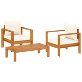 3 Piece Garden Sofa Set with Cushions Solid Wood Acacia