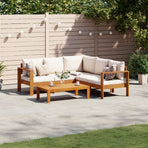 4 Piece Garden Sofa Set with Cushions Solid Wood Acacia