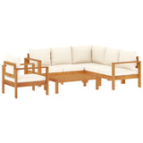 5 Piece Garden Sofa Set with Cushions Solid Wood Acacia - Front View