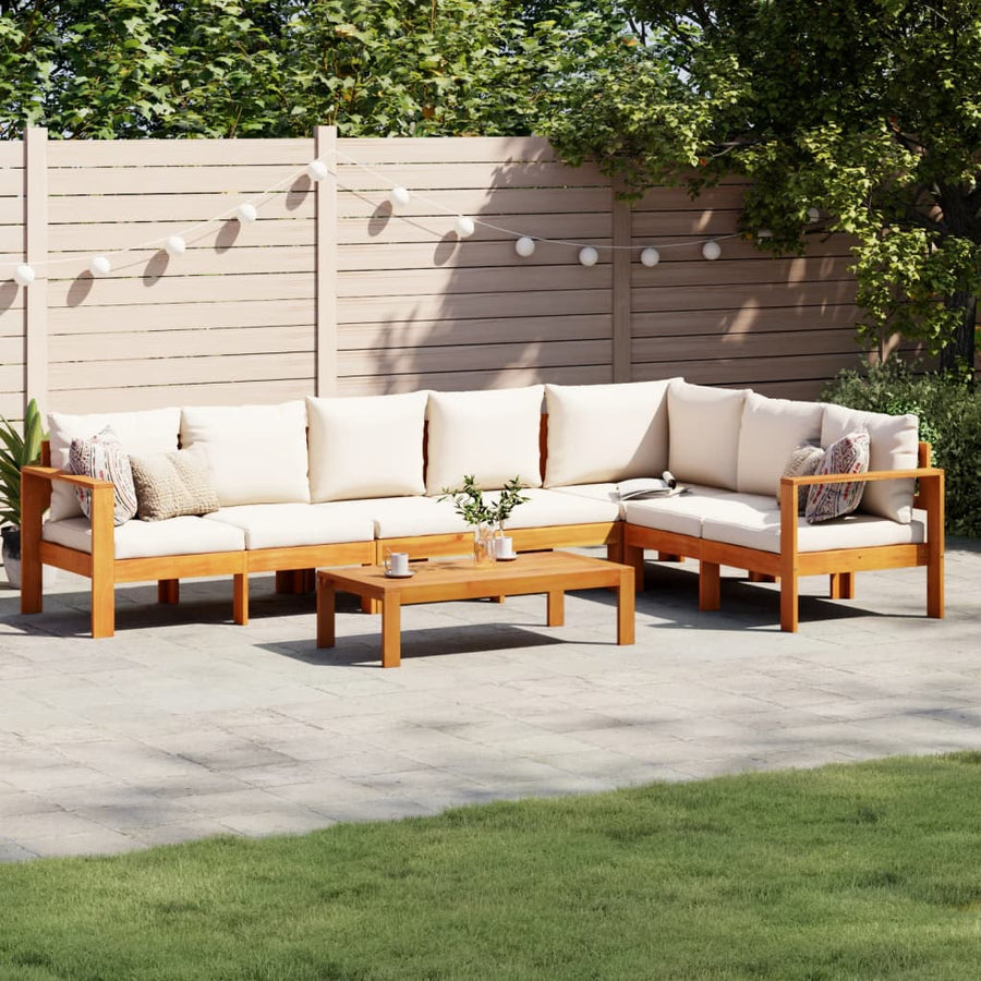 5 Piece Garden Sofa Set with Cushions Solid Wood Acacia