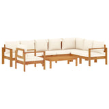 6 Piece Garden Sofa Set with Cushions Solid Wood Acacia - Front View