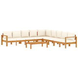 6 Piece Garden Sofa Set with Cushions Solid Wood Acacia - Front View