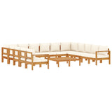 10 Piece Garden Sofa Set with Cushions Solid Wood Acacia - Front View