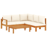 4 Piece Garden Sofa Set with Cushions Solid Wood Acacia - Front View