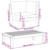 4 Piece Garden Sofa Set with Cushions Solid Wood Acacia - Low Angle