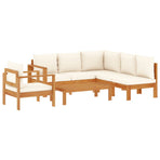 5 Piece Garden Sofa Set with Cushions Solid Wood Acacia
