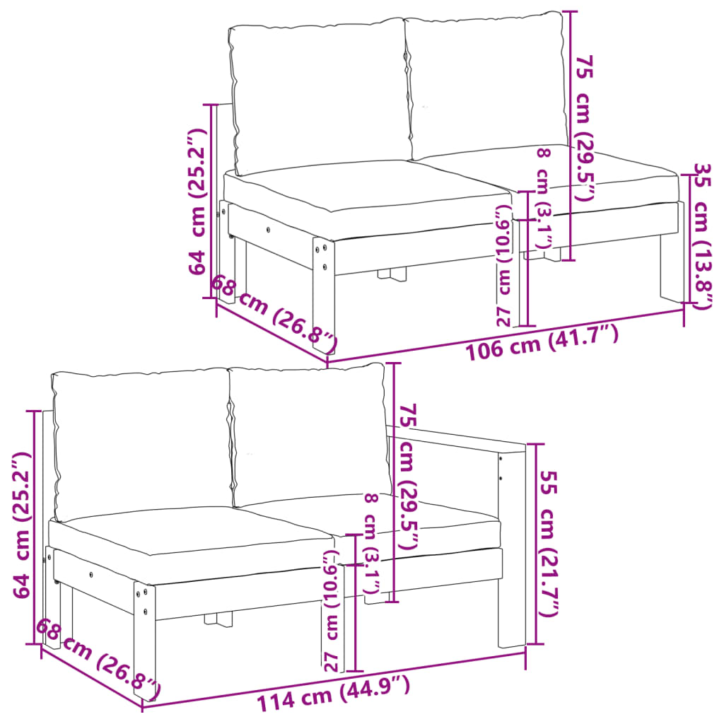 5 Piece Garden Sofa Set with Cushions Solid Wood Acacia
