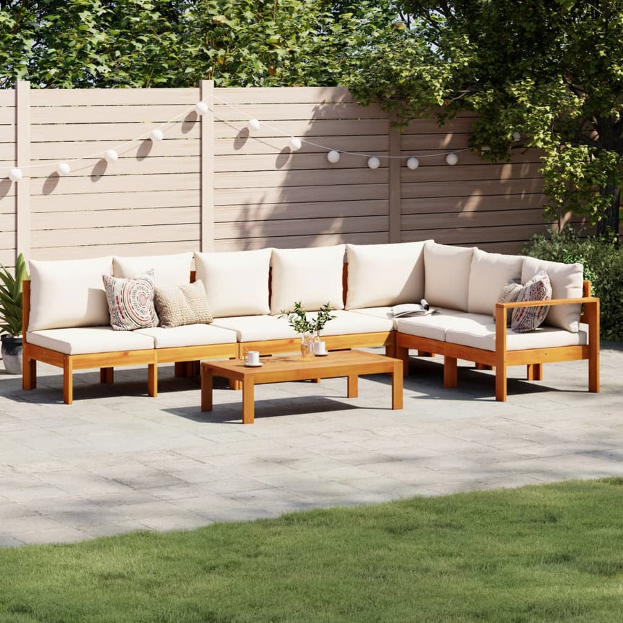 5 Piece Garden Sofa Set with Cushions Solid Wood Acacia