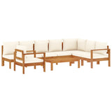 6 Piece Garden Sofa Set with Cushions Solid Wood Acacia - Front View