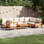 6 Piece Garden Sofa Set with Cushions Solid Wood Acacia
