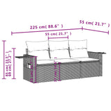 3 Piece Garden Sofa Set with Cushions Black Poly Rattan - Close-Up Angle