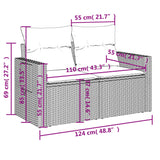 3 Piece Garden Sofa Set with Cushions Grey Poly Rattan - Extra Image