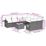 9 Piece Garden Sofa Set with Cushions Black Poly Rattan