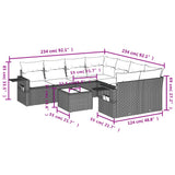 9 Piece Garden Sofa Set with Cushions Black Poly Rattan