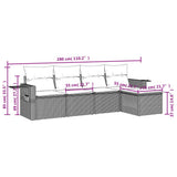5 Piece Garden Sofa Set with Cushions Grey Poly Rattan