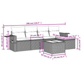 6 Piece Garden Sofa Set with Cushions Black Poly Rattan