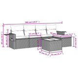 6 Piece Garden Sofa Set with Cushions Black Poly Rattan