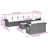 9 Piece Garden Sofa Set with Cushions Grey Poly Rattan