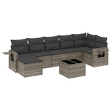 8 Piece Garden Sofa Set with Cushions Grey Poly Rattan - Front View