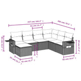 7 Piece Garden Sofa Set with Cushions Black Poly Rattan - Extra Image