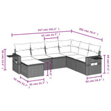 7 Piece Garden Sofa Set with Cushions Grey Poly Rattan