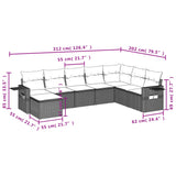 8 Piece Garden Sofa Set with Cushions Black Poly Rattan - Extra Image