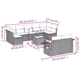 10 Piece Garden Sofa Set with Cushions Beige Poly Rattan